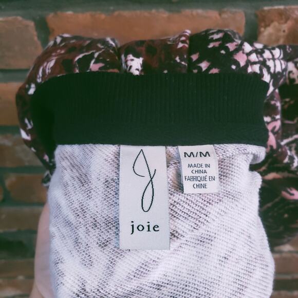 Joie Caleigh Burgundy Floral Drop Shoulder Cropped Pullover Thumbholes Women's M - Picture 7 of 7